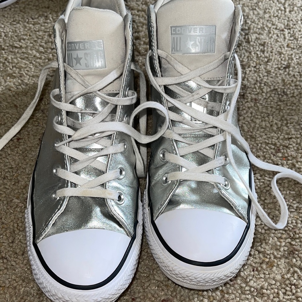 converse all-star silver size 8.5 high tops